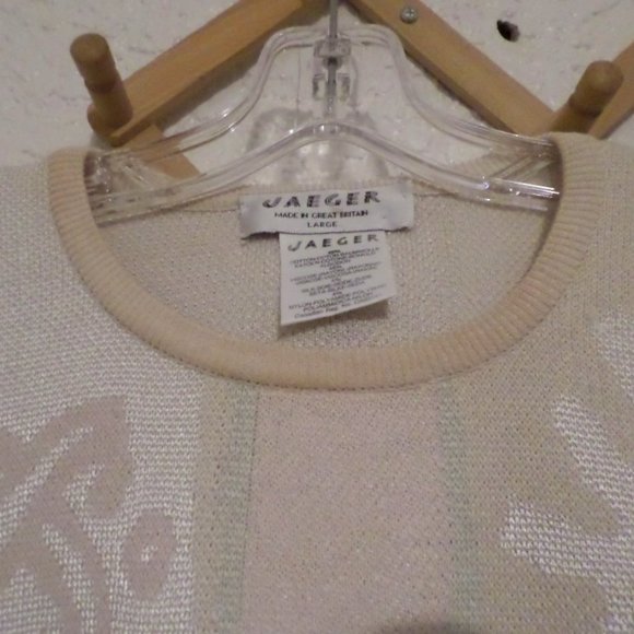 Jaeger Floral Design Cotton Blend Crew Neck Sweater Sz L - Picture 2 of 4